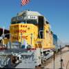 Nevada Southern Railway UP #844 still hauling passsengers out of Bolder City, Nevada. 

